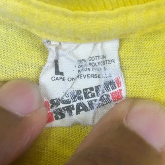 Vintage Screen Stars Mark Twain Great New York State Fair Milk T-Shirt Yellow L - Picture 6 of 8